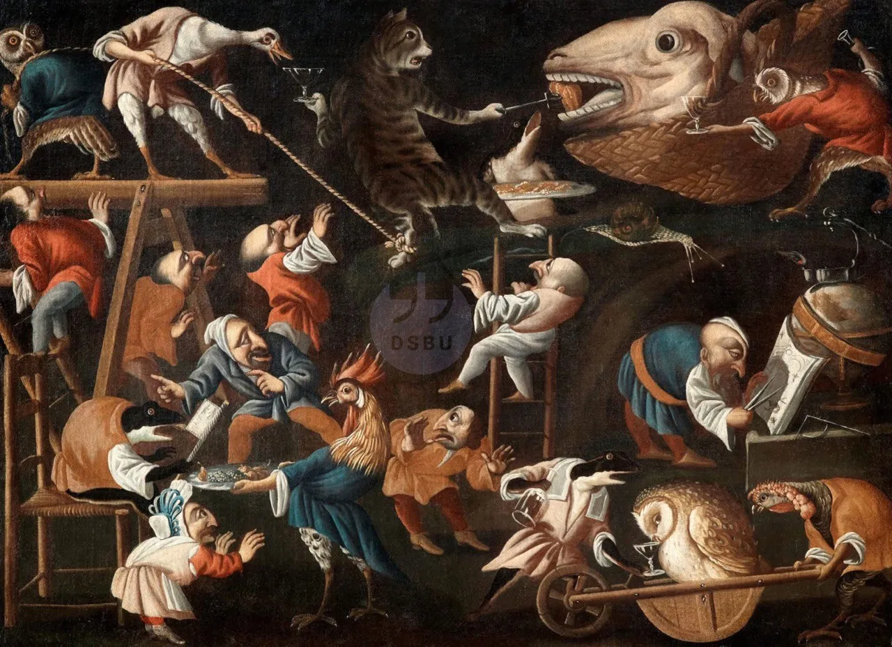 'Аллегория выбора между едой и питьём', Неизвестный художник из Брешии, XVII век