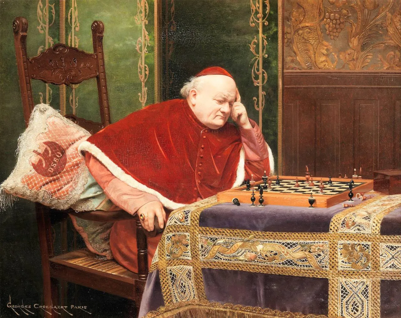 Иллюстрация: 'Игра в шахматы', Жорж Крёгер (1848-1923)