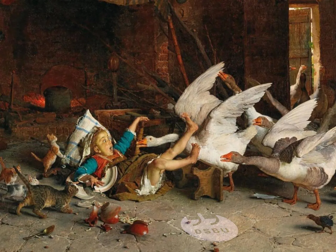 В изумлении. 1888. Есть несколько картин с этим сюжетом, например, 'Катастрофа'. Гаэтано Кьеричи (Чиерици) (Gaetano Chierici) 1838-1920