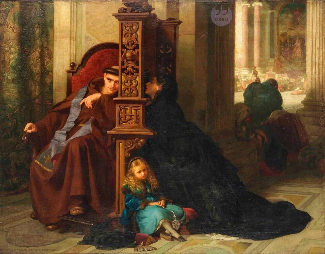 Иллюстрация: Анри Леман, 'Исповедальня', 1872