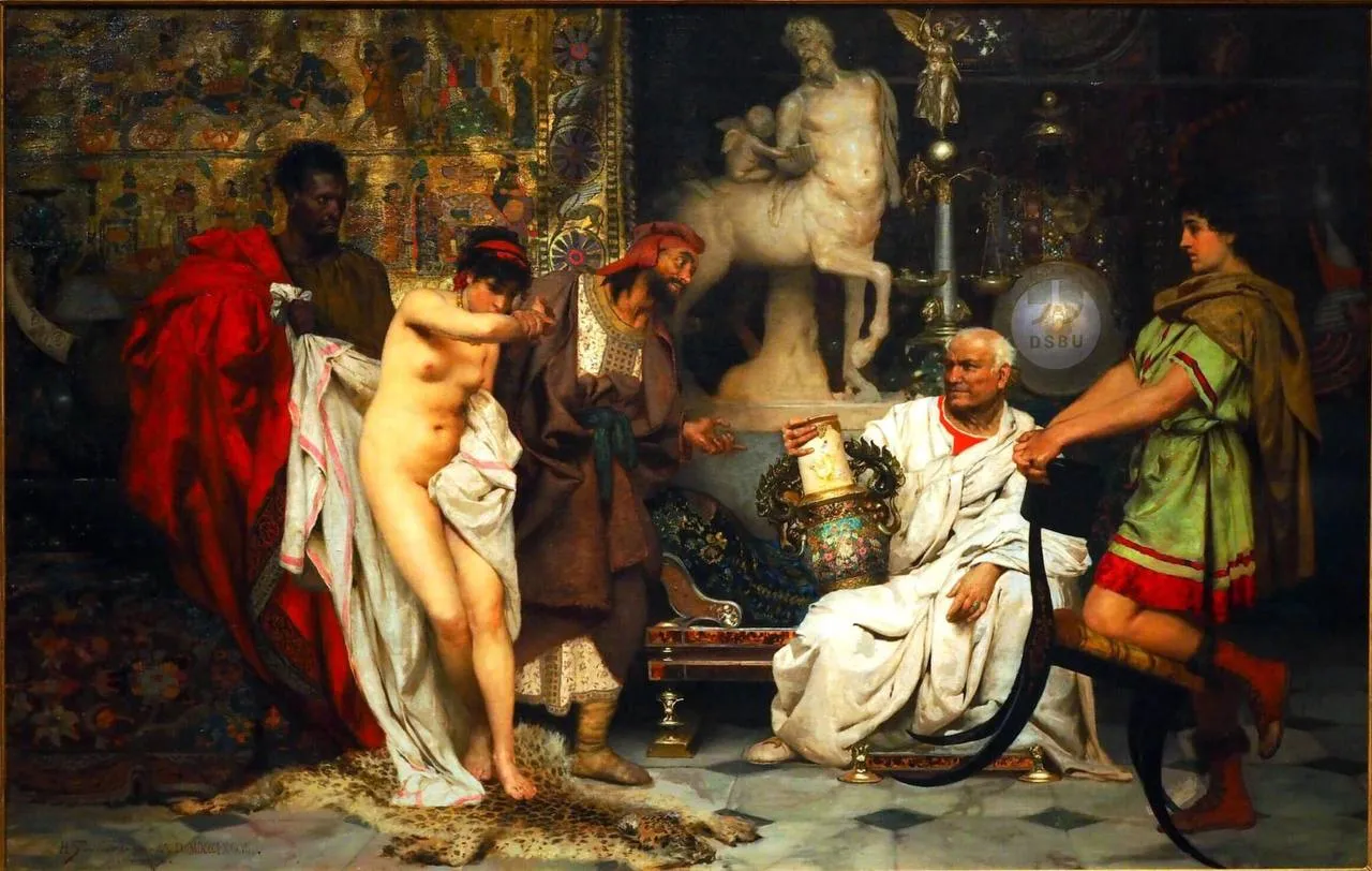 Иллюстрация: Генрих Ипполитович Семирамидскии, 'Девушка или ваза?', 1887