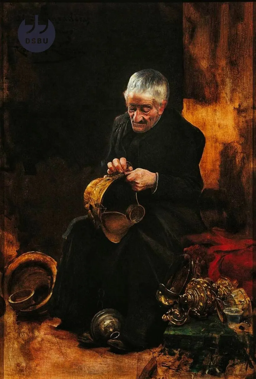 Иллюстрация: Роман Рибера Сирера, 'Чистка церковнои бронзы', 1883 г.